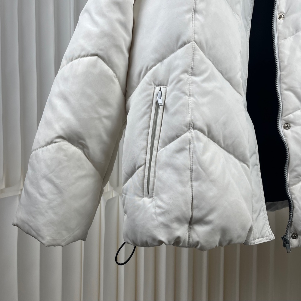 Brandon Thomas Down & Feather Women’s White Puffer Coat Zip & Button - Picture 4 of 16